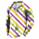 Mardi Gras Zipper Lapel Bowling Shirts Funny 1950s Hawaiian Vintage Tops - AwwwCos