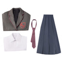Matilda the Musical Gray Jacket Skirt Tie Cosplay Costume School Girl Dress Uniform