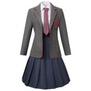 Matilda the Musical Gray Jacket Skirt Tie Cosplay Costume School Girl Dress Uniform