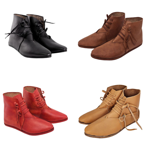 Medieval Boots Slip on Lace Up Pirate Viking Cosplay Cuff Ankle Shoes