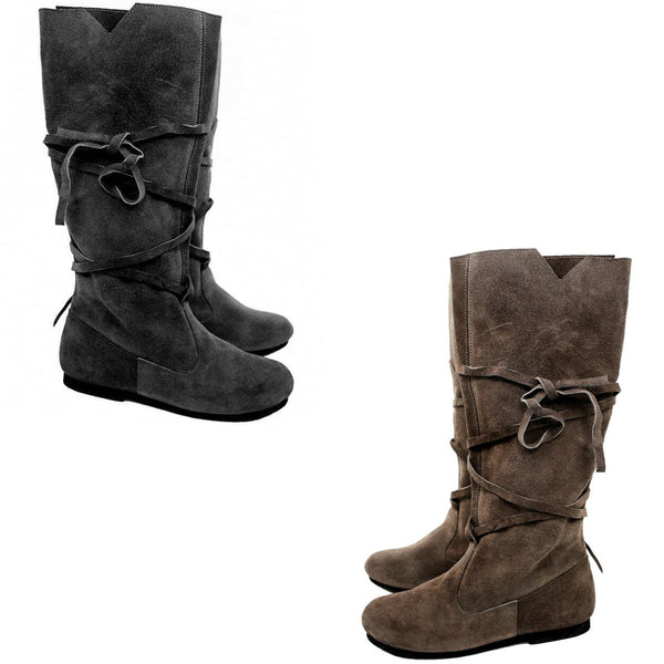 Medieval Cosplay Shoes Viking Pirate Nubuck Leather Riding Boots