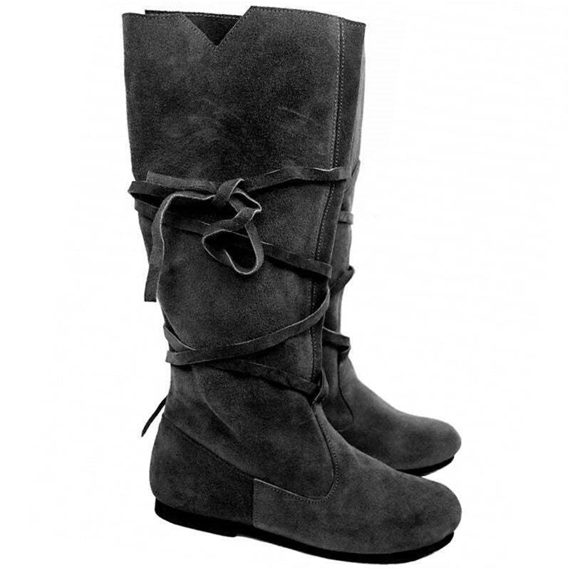 Medieval Cosplay Shoes Viking Pirate Nubuck Leather Riding Boots