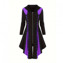 Medieval Gothic Witch Cosplay Hooded Slim Waist Bandage High Low Dress
