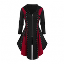 Medieval Gothic Witch Cosplay Hooded Slim Waist Bandage High Low Dress