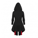 Medieval Gothic Witch Cosplay Hooded Slim Waist Bandage High Low Dress