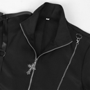 Medieval Men Gothic Performance Asymmetrical High Neck Black Tuxedo