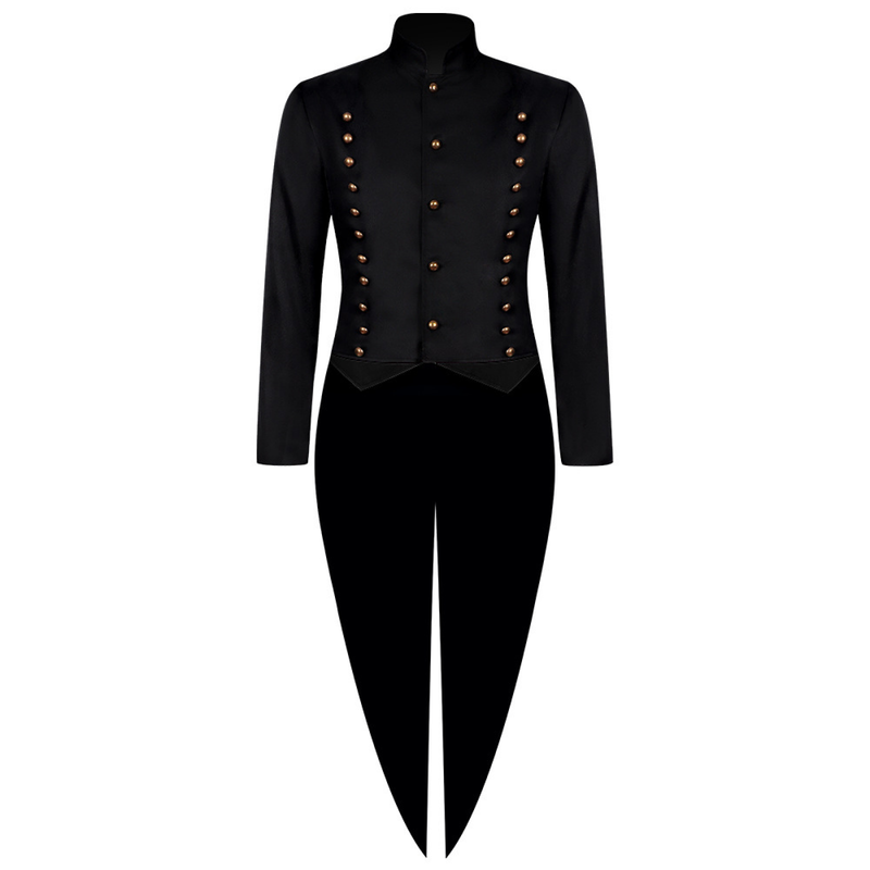 Medieval Men Gothic Performance Black Green Color Block Tuxedo - AwwwCos