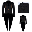 Medieval Men Gothic Performance Black Green Color Block Tuxedo - AwwwCos