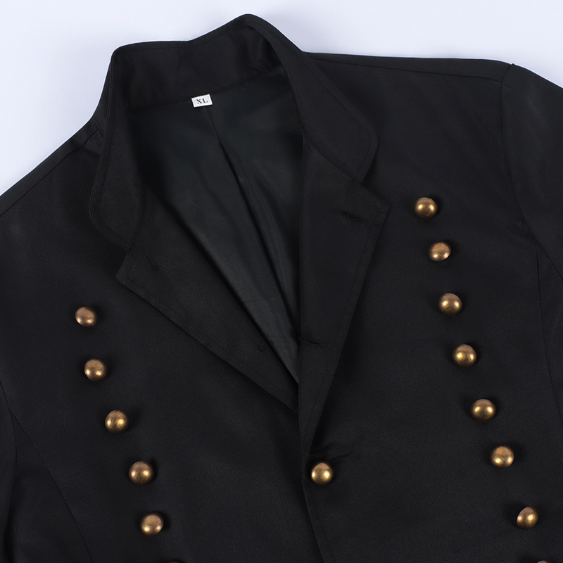 Medieval Men Gothic Performance Black Green Color Block Tuxedo - AwwwCos