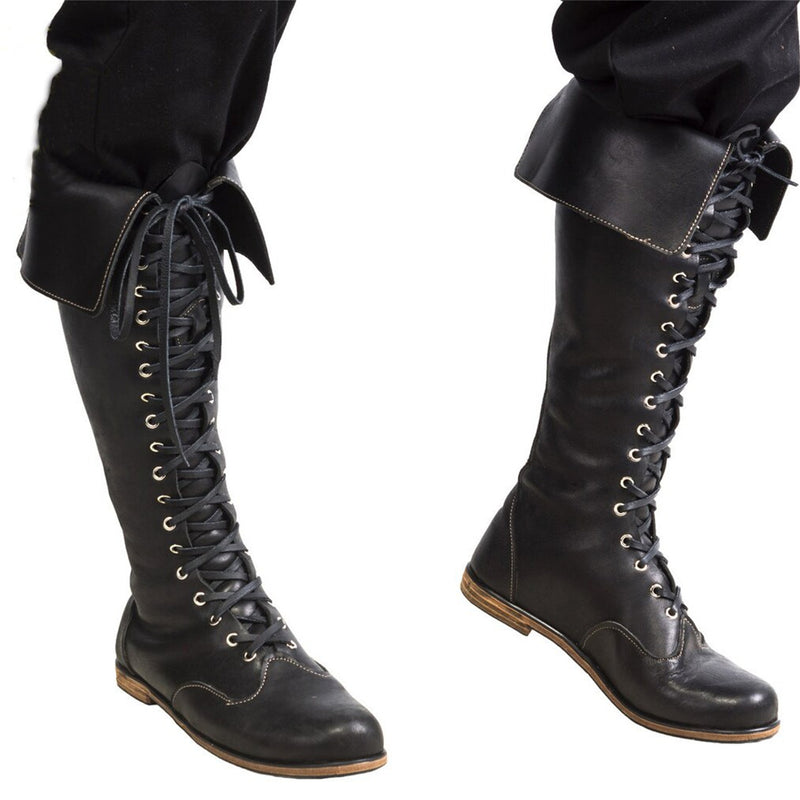 Medieval Pirate Viking Cosplay Gothic Boots High Tube Tied Shoes