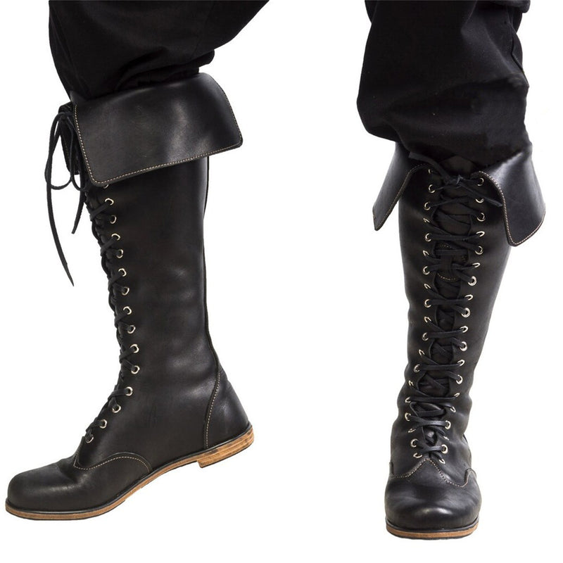 Medieval Pirate Viking Cosplay Gothic Boots High Tube Tied Shoes