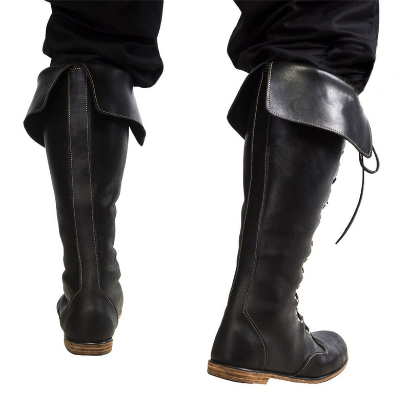 Medieval Pirate Viking Cosplay Gothic Boots High Tube Tied Shoes