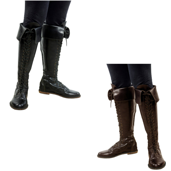 Medieval Pirate Viking Cosplay Gothic Boots High Tube Tied Shoes