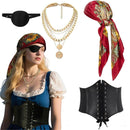 Medieval Pirate Viking Cosplay Prop Belt Corset Hat Eye Patch Necklace Earring