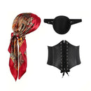 Medieval Pirate Viking Cosplay Prop Belt Corset Hat Eye Patch Necklace Earring