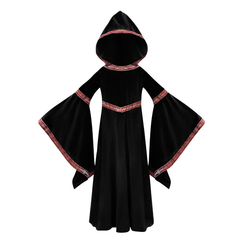 Medieval Renaissance Princess Cosplay Hooded Robe Bell Sleeve Dress - AwwwCos