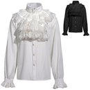 Medieval Renaissance Ruffled Shirt Victorian Steampunk Lace Top - AwwwCos