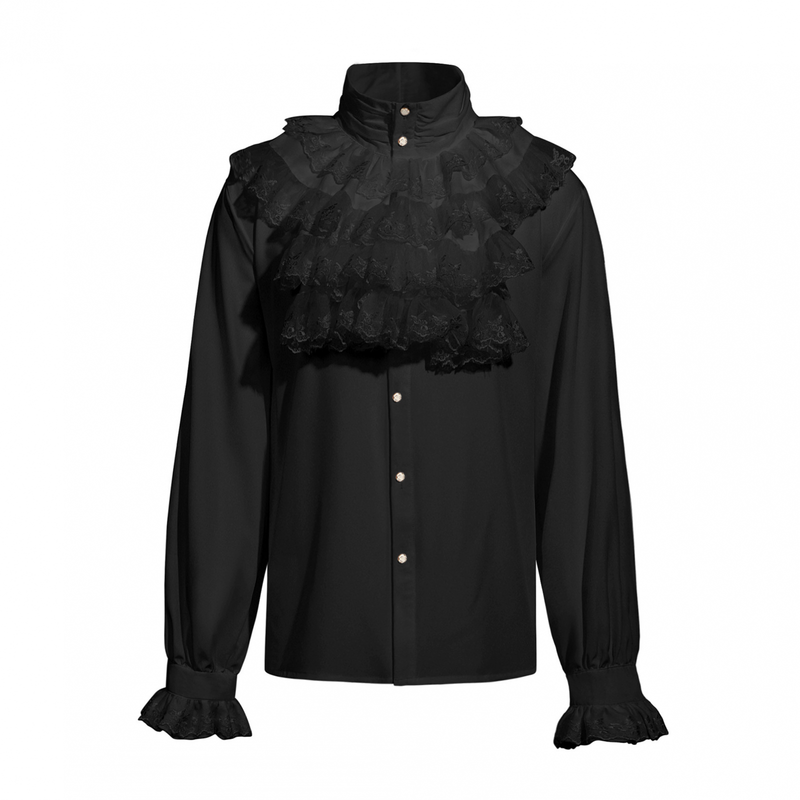 Medieval Renaissance Ruffled Shirt Victorian Steampunk Lace Top