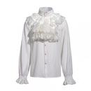 Medieval Renaissance Ruffled Shirt Victorian Steampunk Lace Top - AwwwCos