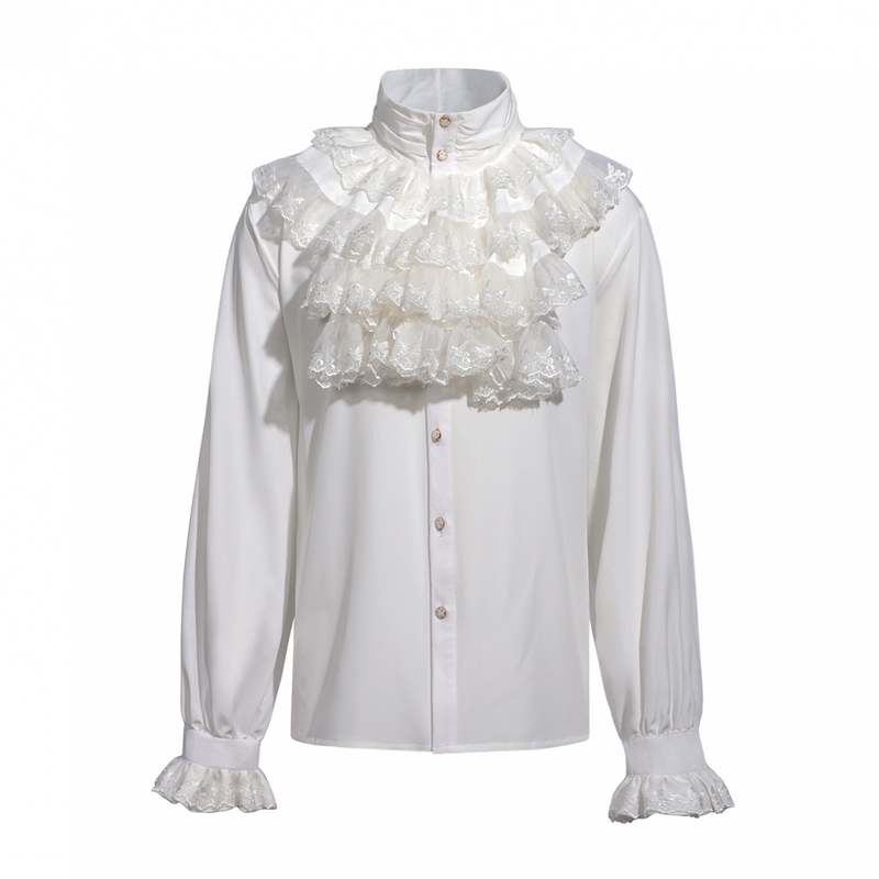 Medieval Renaissance Ruffled Shirt Victorian Steampunk Lace Top