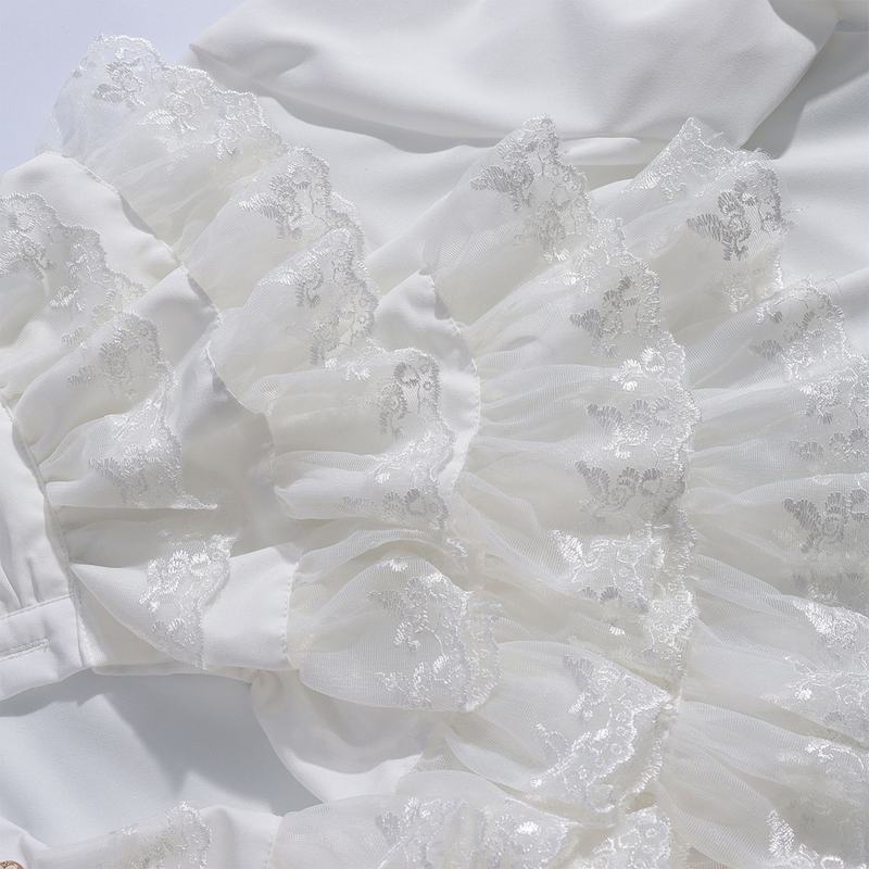 Medieval Renaissance Ruffled Shirt Victorian Steampunk Lace Top