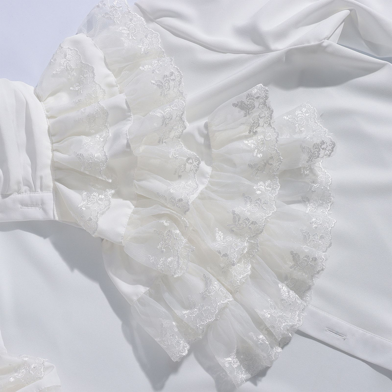 Medieval Renaissance Ruffled Shirt Victorian Steampunk Lace Top