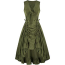 Medieval Renaissance Steampunk Court Sleeveless Drawstring Dress - AwwwCos