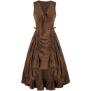 Medieval Renaissance Steampunk Court Sleeveless Drawstring Dress - AwwwCos