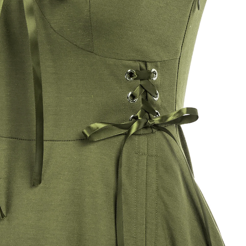 Medieval Renaissance Steampunk Court Sleeveless Drawstring Dress