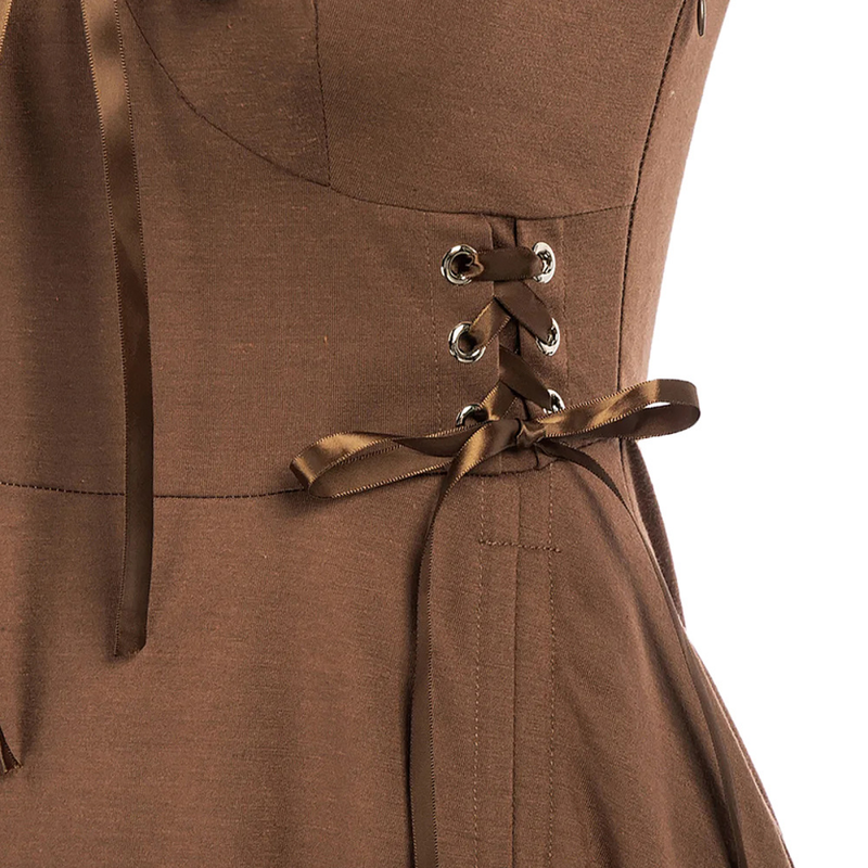 Medieval Renaissance Steampunk Court Sleeveless Drawstring Dress