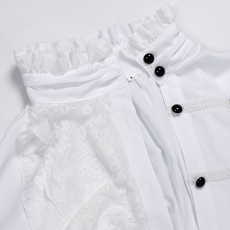 Medieval Renaissance Victorian Classical Court Gothic Shirt with Lace Ruffles - AwwwCos