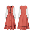 Medieval Renaissance Women Fake Two-piece Long Sleeve Midi Dress - AwwwCos