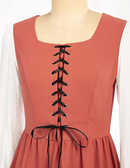 Medieval Renaissance Women Fake Two-piece Long Sleeve Midi Dress - AwwwCos