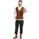 3 Piece Set Medieval Ruffled Pirate Knight Men Cosplay Costume