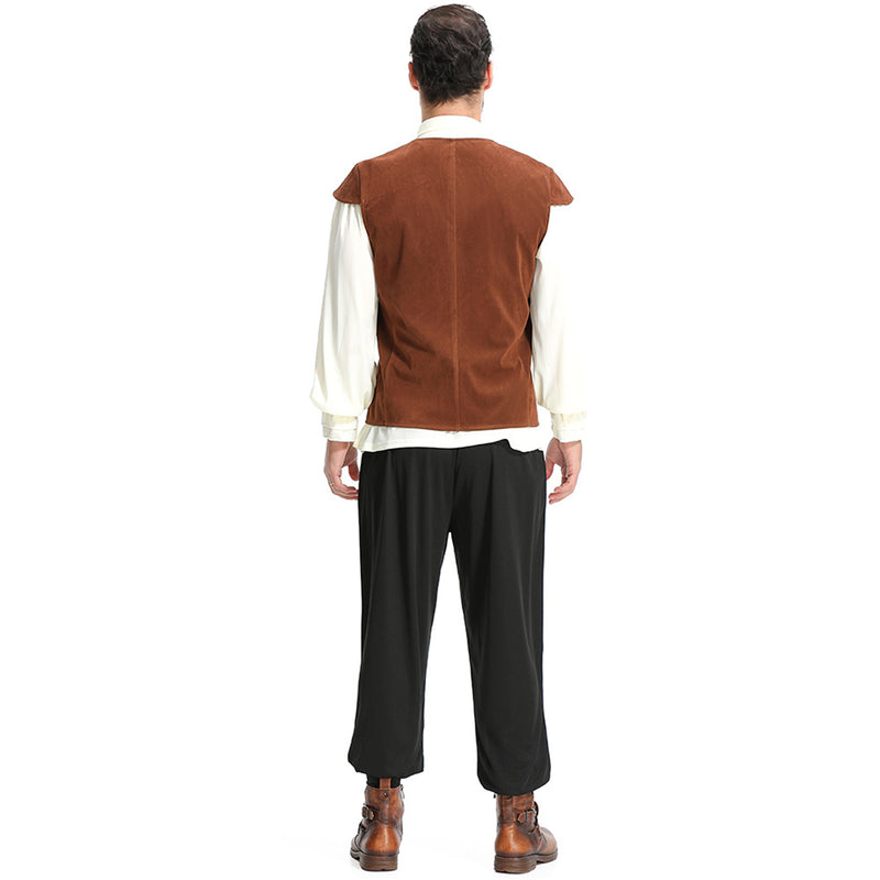 3 Piece Set Medieval Ruffled Pirate Knight Men Cosplay Costume