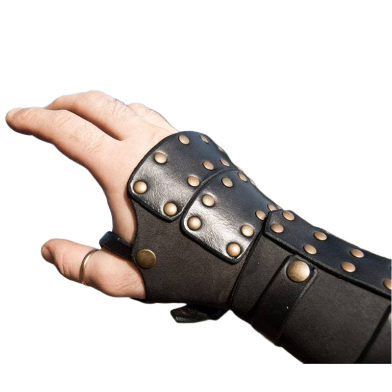 Medieval Viking Faux Leather Bracer Rivet Arm Guards Wristband