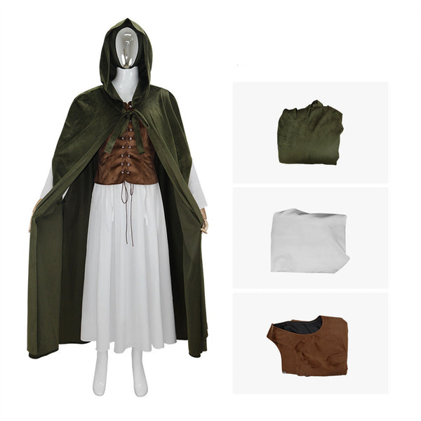 Medieval Wizard Witch Cosplay Hooded Cloak Cape Dress Vest - AwwwCos