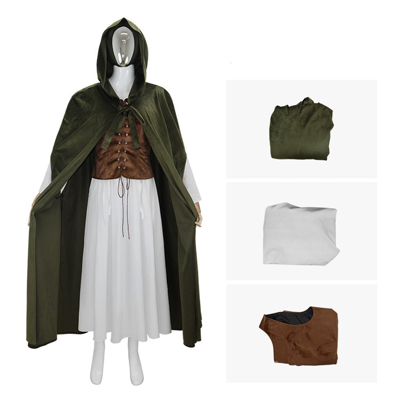 Medieval Wizard Witch Cosplay Hooded Cloak Cape Dress Vest - AwwwCos