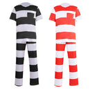 Men Adult Striped Prisoner Cosplay Costume Shirt Pants Jail Uniform - AwwwCos
