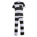 Men Adult Striped Prisoner Cosplay Costume Shirt Pants Jail Uniform - AwwwCos