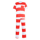 Men Adult Striped Prisoner Cosplay Costume Shirt Pants Jail Uniform - AwwwCos