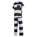 Men Adult Striped Prisoner Cosplay Costume Shirt Pants Jail Uniform - AwwwCos