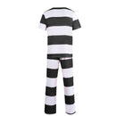 Men Adult Striped Prisoner Cosplay Costume Shirt Pants Jail Uniform - AwwwCos