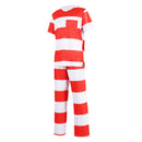 Men Adult Striped Prisoner Cosplay Costume Shirt Pants Jail Uniform - AwwwCos
