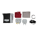 Men Anime Gachiakuta Enjin Cosplay Costume Grey Coat Red Top Loose Pants