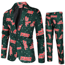 Men Christmas Tree Snowman Printed One Button Xmas Jacket Pants - AwwwCos