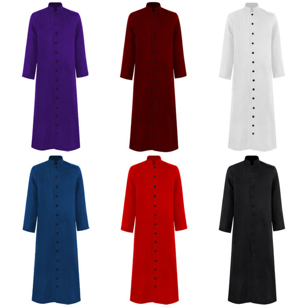 Men Church Robe Choir Minister Clergy Pulpit Liturgical Single Breasted Coat - AwwwCos