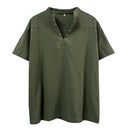 Men Cotton Blend Casual Summer Top Lace Up Shirts With Belt - AwwwCos