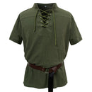 Men Cotton Blend Casual Summer Top Lace Up Shirts With Belt - AwwwCos
