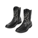 Men Cowboy Cosplay Shoes Embroidered Square Toe Short Crocodile Boots - AwwwCos